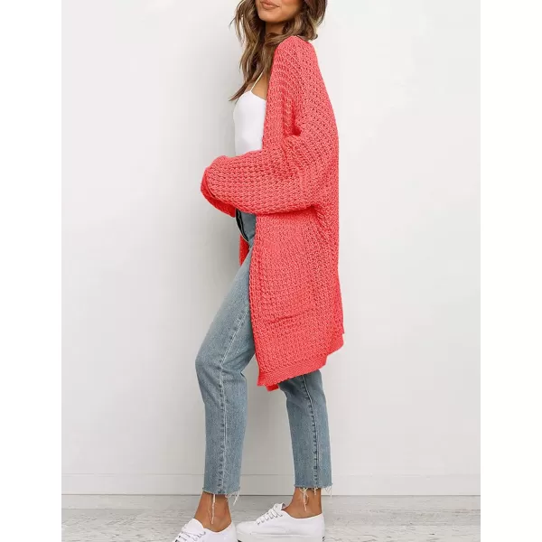 ZESICA Womens 2024 Fall Long Batwing Sleeve Open Front Chunky Knit Cardigan SweaterWatermelon