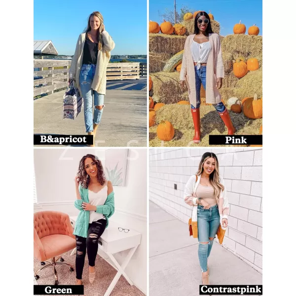 ZESICA Womens 2024 Fall Long Batwing Sleeve Open Front Chunky Knit Cardigan SweaterWatermelon