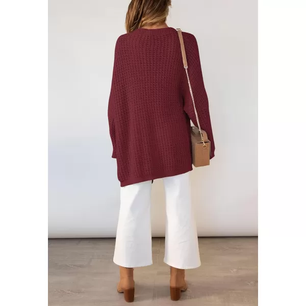 ZESICA Womens 2024 Fall Long Batwing Sleeve Open Front Chunky Knit Cardigan SweaterWinered
