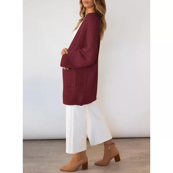 ZESICA Womens 2024 Fall Long Batwing Sleeve Open Front Chunky Knit Cardigan SweaterWinered