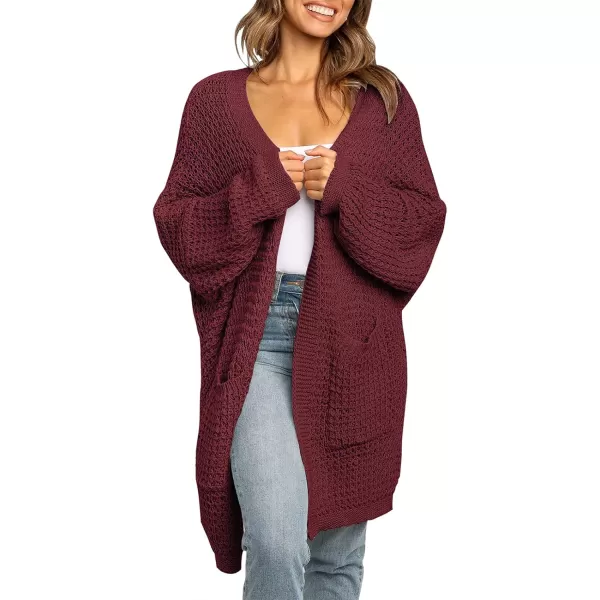 ZESICA Womens 2024 Fall Long Batwing Sleeve Open Front Chunky Knit Cardigan SweaterWinered