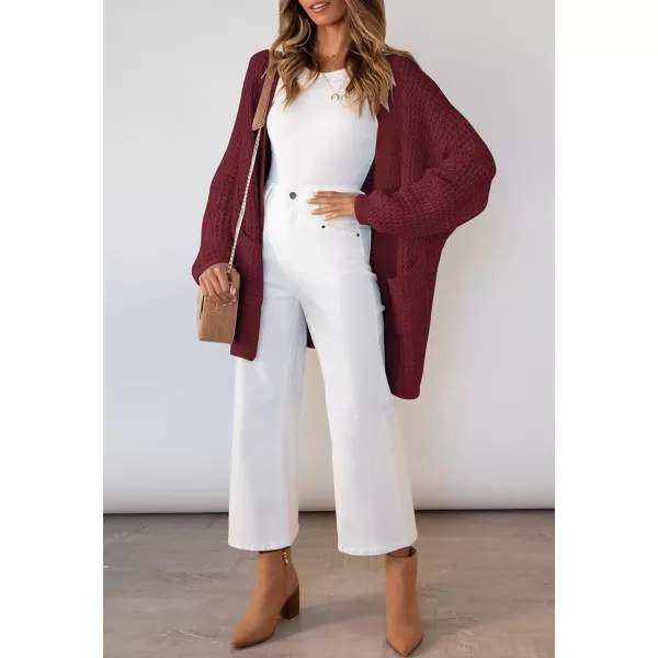 ZESICA Womens 2024 Fall Long Batwing Sleeve Open Front Chunky Knit Cardigan SweaterWinered