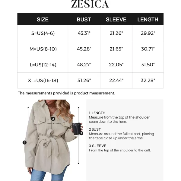 ZESICA Womens Casual Trench Coat Long Sleeve Lapel Button Down Belted Jacket Outerwear Peacoat with PocketsApricot