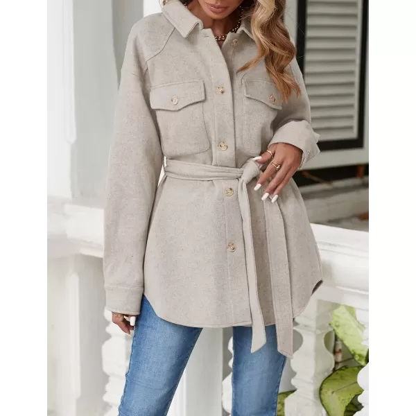 ZESICA Womens Casual Trench Coat Long Sleeve Lapel Button Down Belted Jacket Outerwear Peacoat with PocketsApricot