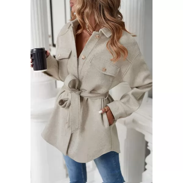 ZESICA Womens Casual Trench Coat Long Sleeve Lapel Button Down Belted Jacket Outerwear Peacoat with PocketsApricot