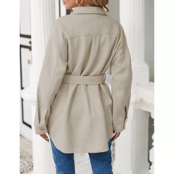 ZESICA Womens Casual Trench Coat Long Sleeve Lapel Button Down Belted Jacket Outerwear Peacoat with PocketsApricot