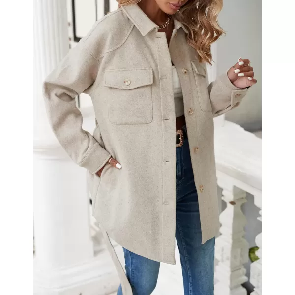 ZESICA Womens Casual Trench Coat Long Sleeve Lapel Button Down Belted Jacket Outerwear Peacoat with PocketsApricot
