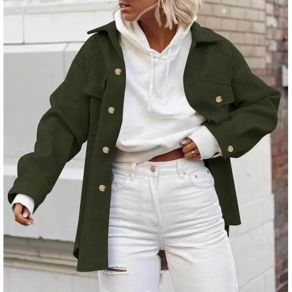 ZESICA Womens Casual Trench Coat Long Sleeve Lapel Button Down Belted Jacket Outerwear Peacoat with PocketsArmy Green