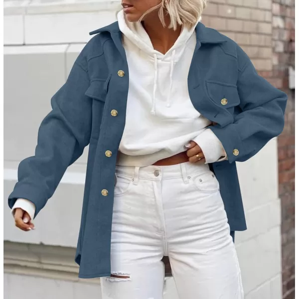ZESICA Womens Casual Trench Coat Long Sleeve Lapel Button Down Belted Jacket Outerwear Peacoat with PocketsBlue