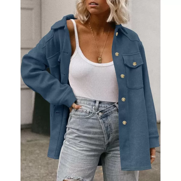 ZESICA Womens Casual Trench Coat Long Sleeve Lapel Button Down Belted Jacket Outerwear Peacoat with PocketsBlue