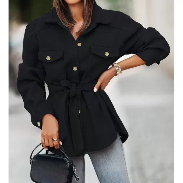 ZESICA Womens Casual Trench Coat Long Sleeve Lapel Button Down Belted Jacket Outerwear Peacoat with PocketsCharcoal