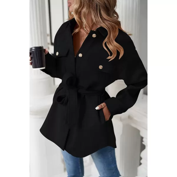 ZESICA Womens Casual Trench Coat Long Sleeve Lapel Button Down Belted Jacket Outerwear Peacoat with PocketsCharcoal