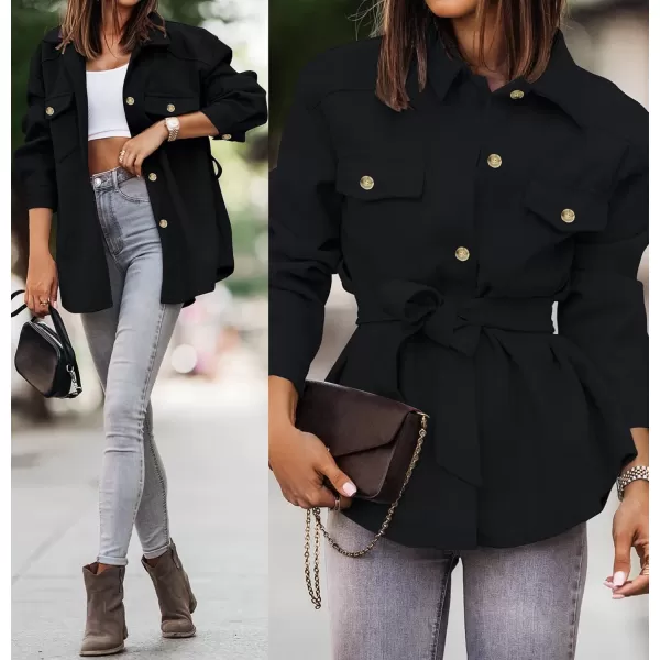 ZESICA Womens Casual Trench Coat Long Sleeve Lapel Button Down Belted Jacket Outerwear Peacoat with PocketsCharcoal