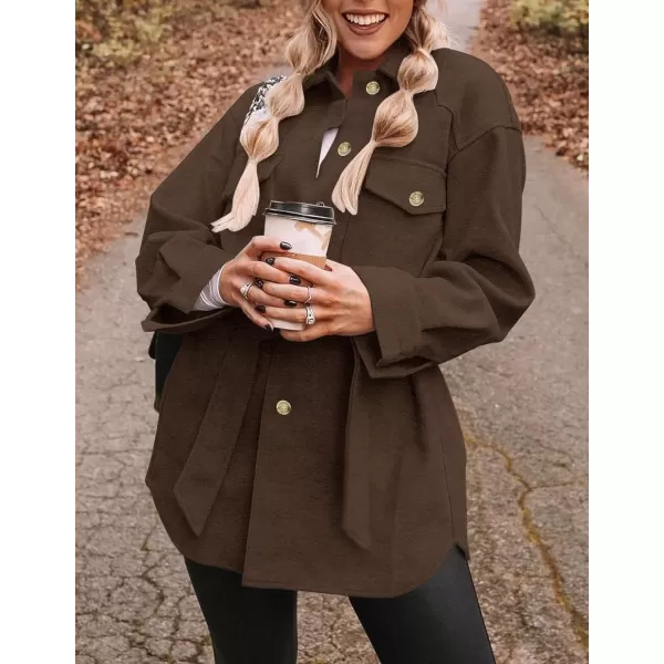 ZESICA Womens Casual Trench Coat Long Sleeve Lapel Button Down Belted Jacket Outerwear Peacoat with PocketsCoffee