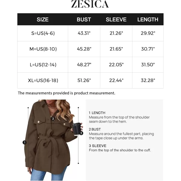 ZESICA Womens Casual Trench Coat Long Sleeve Lapel Button Down Belted Jacket Outerwear Peacoat with PocketsCoffee