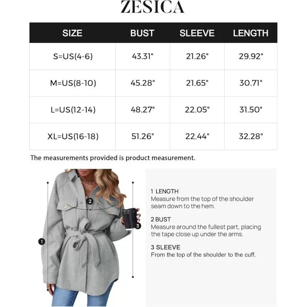 ZESICA Womens Casual Trench Coat Long Sleeve Lapel Button Down Belted Jacket Outerwear Peacoat with PocketsGrey