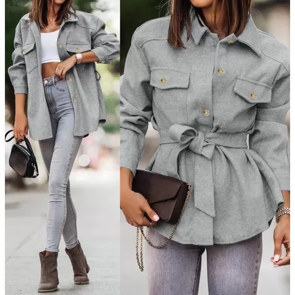ZESICA Womens Casual Trench Coat Long Sleeve Lapel Button Down Belted Jacket Outerwear Peacoat with PocketsGrey
