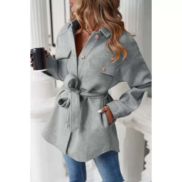 ZESICA Womens Casual Trench Coat Long Sleeve Lapel Button Down Belted Jacket Outerwear Peacoat with PocketsGrey