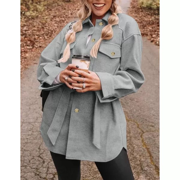 ZESICA Womens Casual Trench Coat Long Sleeve Lapel Button Down Belted Jacket Outerwear Peacoat with PocketsGrey