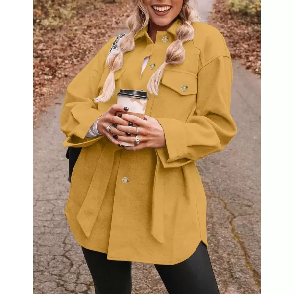 ZESICA Womens Casual Trench Coat Long Sleeve Lapel Button Down Belted Jacket Outerwear Peacoat with PocketsLight Yellow
