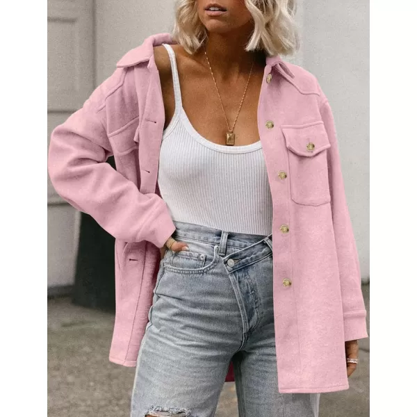 ZESICA Womens Casual Trench Coat Long Sleeve Lapel Button Down Belted Jacket Outerwear Peacoat with PocketsPink