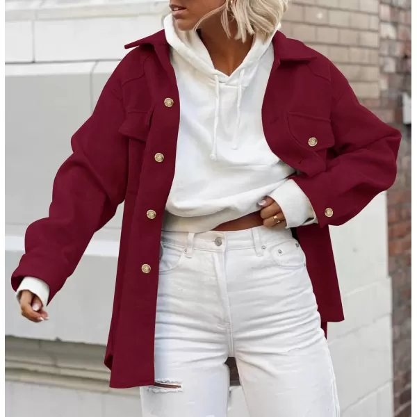 ZESICA Womens Casual Trench Coat Long Sleeve Lapel Button Down Belted Jacket Outerwear Peacoat with PocketsWine