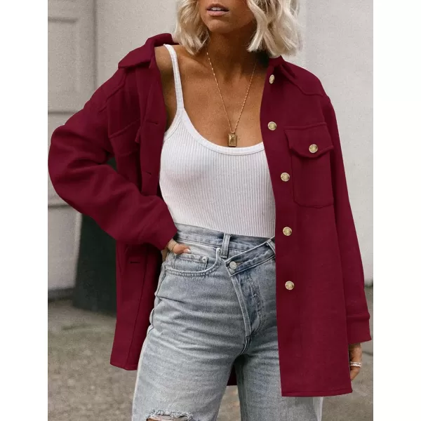 ZESICA Womens Casual Trench Coat Long Sleeve Lapel Button Down Belted Jacket Outerwear Peacoat with PocketsWine