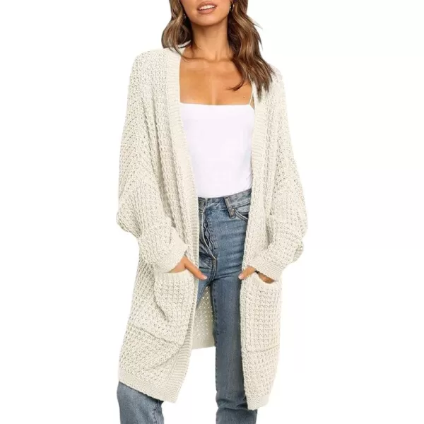 ZESICA Womens 2024 Fall Long Batwing Sleeve Open Front Chunky Knit Cardigan SweaterBapricot