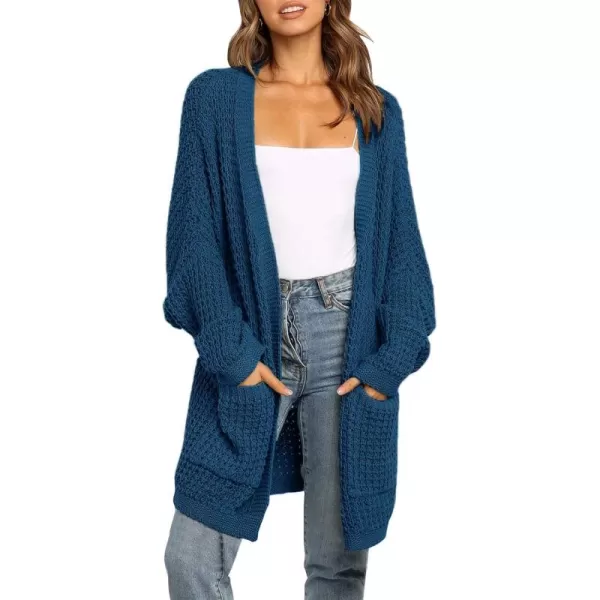ZESICA Womens 2024 Fall Long Batwing Sleeve Open Front Chunky Knit Cardigan SweaterDustyblue