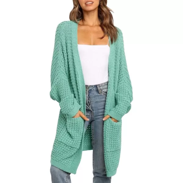ZESICA Womens 2024 Fall Long Batwing Sleeve Open Front Chunky Knit Cardigan SweaterGreen