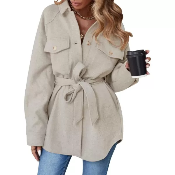 ZESICA Womens Casual Trench Coat Long Sleeve Lapel Button Down Belted Jacket Outerwear Peacoat with PocketsApricot