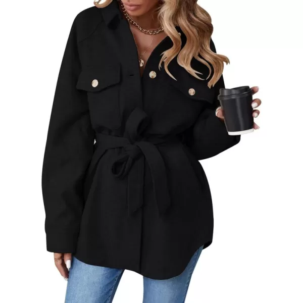 ZESICA Womens Casual Trench Coat Long Sleeve Lapel Button Down Belted Jacket Outerwear Peacoat with PocketsCharcoal