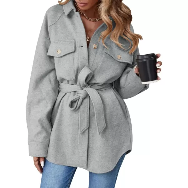 ZESICA Womens Casual Trench Coat Long Sleeve Lapel Button Down Belted Jacket Outerwear Peacoat with PocketsGrey