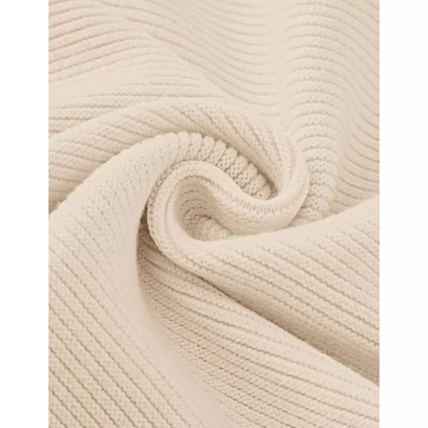 ZESICA Womens 2024 Crew Neck Long Lantern Sleeve Casual Loose Ribbed Knit Solid Soft Pullover Sweater TopsApricot