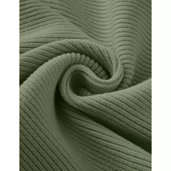 ZESICA Womens 2024 Crew Neck Long Lantern Sleeve Casual Loose Ribbed Knit Solid Soft Pullover Sweater TopsArmygreen