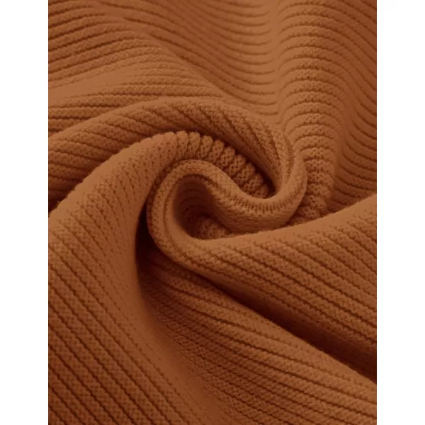 ZESICA Womens 2024 Crew Neck Long Lantern Sleeve Casual Loose Ribbed Knit Solid Soft Pullover Sweater TopsBrown