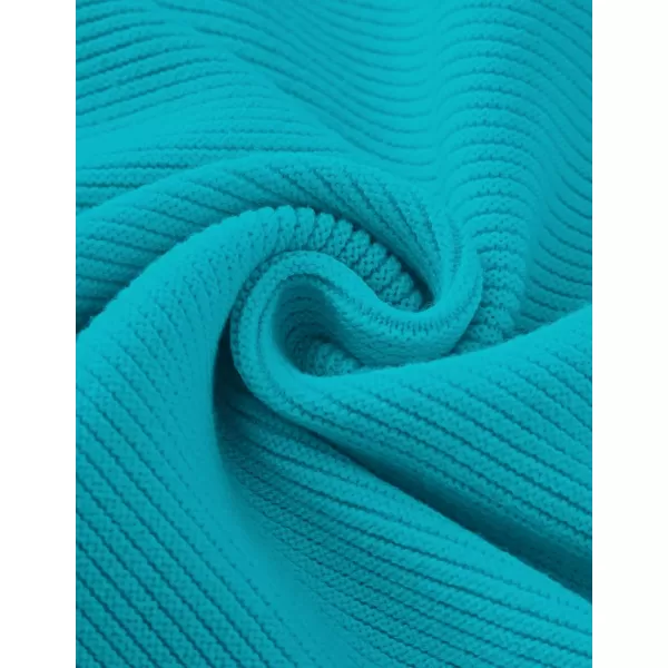 ZESICA Womens 2024 Crew Neck Long Lantern Sleeve Casual Loose Ribbed Knit Solid Soft Pullover Sweater TopsCobalt