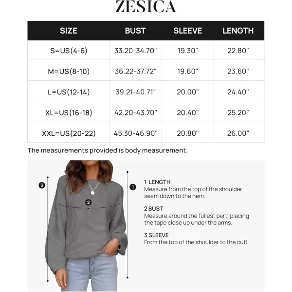 ZESICA Womens 2024 Crew Neck Long Lantern Sleeve Casual Loose Ribbed Knit Solid Soft Pullover Sweater TopsDarkgrey