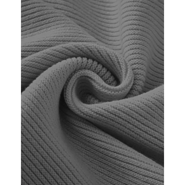 ZESICA Womens 2024 Crew Neck Long Lantern Sleeve Casual Loose Ribbed Knit Solid Soft Pullover Sweater TopsDarkgrey
