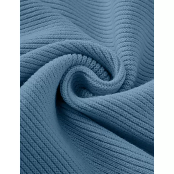ZESICA Womens 2024 Crew Neck Long Lantern Sleeve Casual Loose Ribbed Knit Solid Soft Pullover Sweater TopsDustyblue