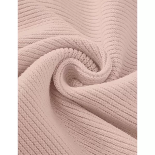 ZESICA Womens 2024 Crew Neck Long Lantern Sleeve Casual Loose Ribbed Knit Solid Soft Pullover Sweater TopsDustypink