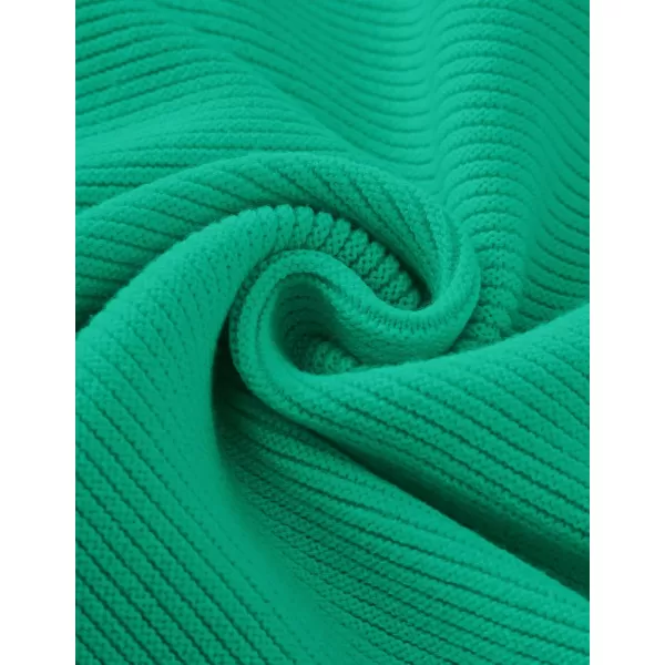 ZESICA Womens 2024 Crew Neck Long Lantern Sleeve Casual Loose Ribbed Knit Solid Soft Pullover Sweater TopsGreen