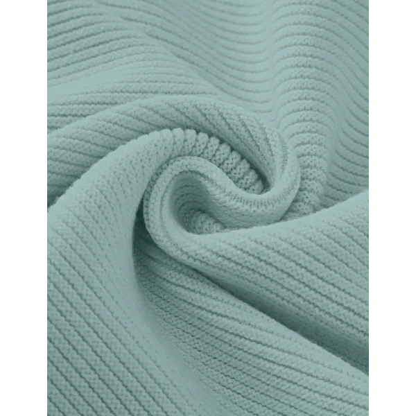 ZESICA Womens 2024 Crew Neck Long Lantern Sleeve Casual Loose Ribbed Knit Solid Soft Pullover Sweater TopsLake