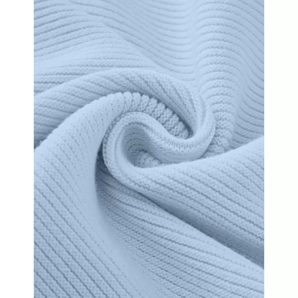 ZESICA Womens 2024 Crew Neck Long Lantern Sleeve Casual Loose Ribbed Knit Solid Soft Pullover Sweater TopsLightblue