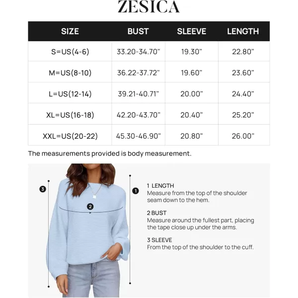 ZESICA Womens 2024 Crew Neck Long Lantern Sleeve Casual Loose Ribbed Knit Solid Soft Pullover Sweater TopsLightblue