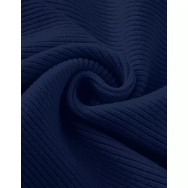 ZESICA Womens 2024 Crew Neck Long Lantern Sleeve Casual Loose Ribbed Knit Solid Soft Pullover Sweater TopsNavy