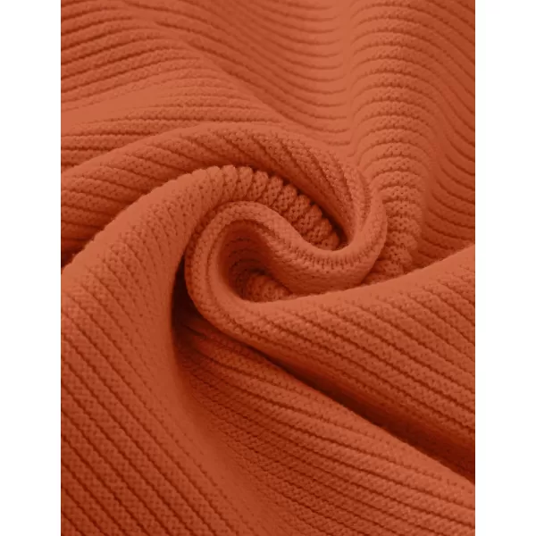 ZESICA Womens 2024 Crew Neck Long Lantern Sleeve Casual Loose Ribbed Knit Solid Soft Pullover Sweater TopsOrange