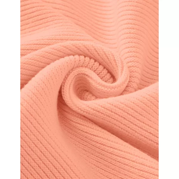 ZESICA Womens 2024 Crew Neck Long Lantern Sleeve Casual Loose Ribbed Knit Solid Soft Pullover Sweater TopsPeach
