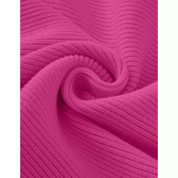 ZESICA Womens 2024 Crew Neck Long Lantern Sleeve Casual Loose Ribbed Knit Solid Soft Pullover Sweater TopsRose