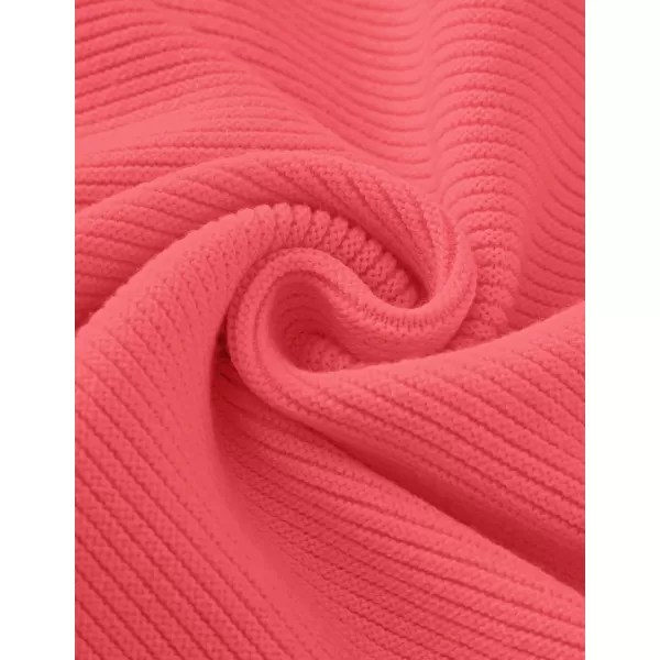 ZESICA Womens 2024 Crew Neck Long Lantern Sleeve Casual Loose Ribbed Knit Solid Soft Pullover Sweater TopsWatermelon